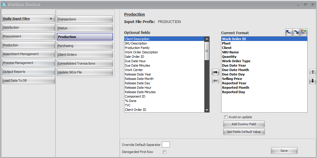 PRODUCTION Input file – Onebeat